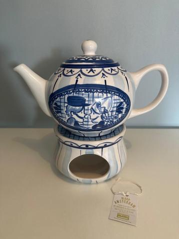 Blond Amsterdam Delfts Blond theepot met warmhouder (nieuw)