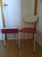 Vintage set, buisframe stoel, kastje met lade, ecru/rood,, Ophalen