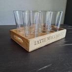 6 Latte Macchiato glazen (nieuw) op houten dienblad, Verzamelen, Ophalen of Verzenden, Nieuw, Overige typen