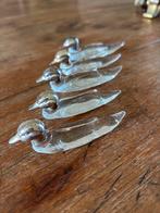 Set van 5 messenleggers eend. Glas met verzilverd hoofd, Antiek en Kunst, Ophalen of Verzenden