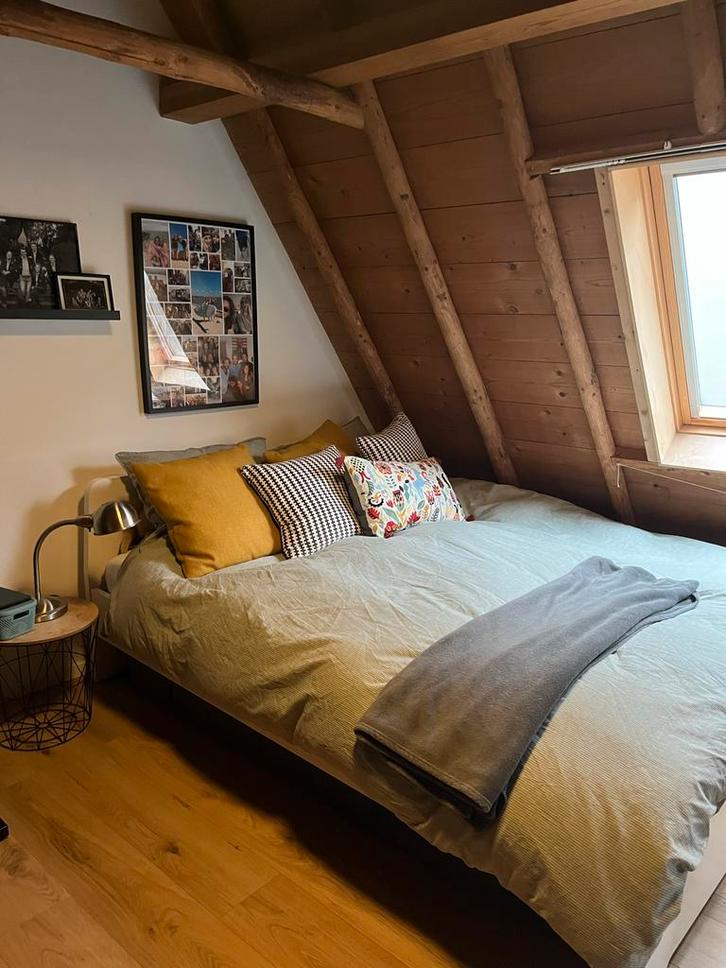 Wit bedframe IKEA, tweepersoons, Huis en Inrichting, Slaapkamer | Bedden, Gebruikt, Tweepersoons, 160 cm, Overige maten, Hout