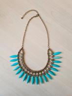 H&M Korte Statement Ketting Turquoise met Strass Steentjes, Overige materialen, Verzenden, Met strass, Zo goed als nieuw