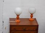 Jaren 70 tafellampje oranje nachtkastlampjes set vintage, Huis en Inrichting, Lampen | Tafellampen, Ophalen of Verzenden, Gebruikt
