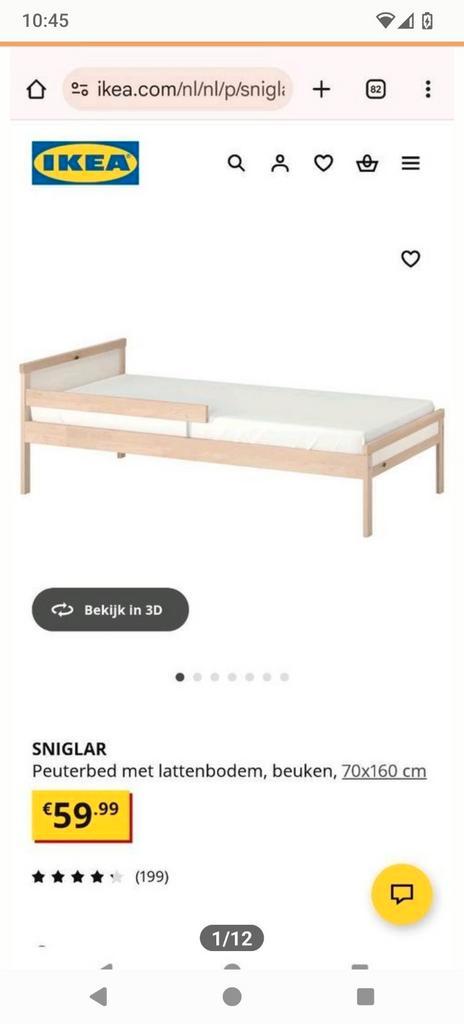 GRATIS Peuterbed + matras en beddengoed, Huis en Inrichting, Slaapkamer | Bedden, Zo goed als nieuw, Eenpersoons, Hout, Ophalen