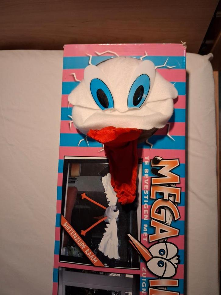 Ooievaar op raam met zuignappen, bij een geboorte., Kinderen en Baby's, Overige Kinderen en Baby's, Zo goed als nieuw, Ophalen of Verzenden