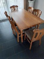 Houten eettafel met stoelen, Ophalen, 100 tot 150 cm, Klassiek, Vijf personen of meer
