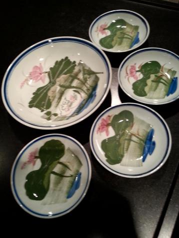 Chinees porselein borden set lotus & eenden voor sushi  beschikbaar voor biedingen