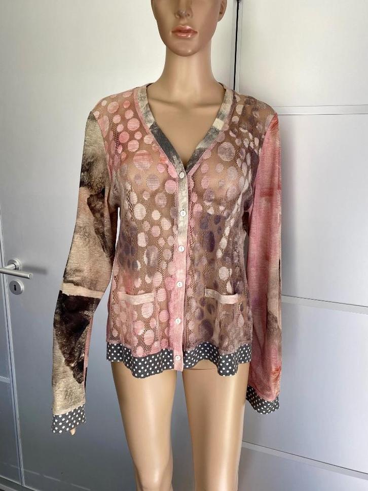 i413 Soggo maat 42=L apart vest vestje beige/roze, Kleding | Dames, Truien en Vesten, Zo goed als nieuw, Maat 42/44 (L), Beige