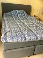 Boxspring  van 140/200, blauwgrijs, Karlsson, Ophalen, Tweepersoons, 140 cm, Zo goed als nieuw