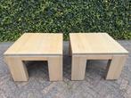 2 Massief eiken salontafels, Huis en Inrichting, Tafels | Bijzettafels, Ophalen, Minder dan 45 cm, Vierkant, 55 tot 75 cm