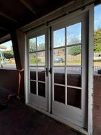Twee dubbele openslaande deuren hardhout, Doe-het-zelf en Verbouw, Ophalen, 120 cm of meer, 200 tot 215 cm, Hout