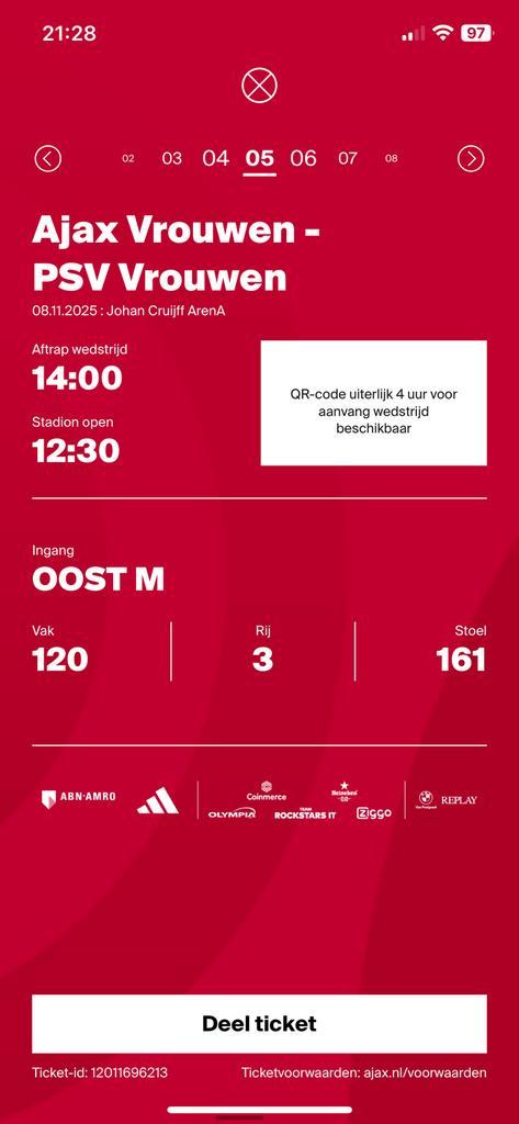 Gratis 6 top plaatsen Ajax-PSV vrouwen, Tickets en Kaartjes, Sport | Voetbal, Twee personen, Februari