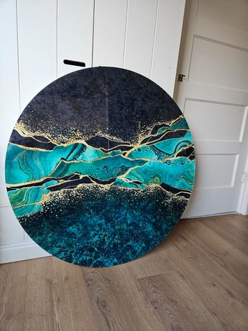 Rond muurschilderij print gemstone/gesteente groen met goud beschikbaar voor biedingen
