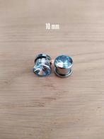 Nieuwe tunnels, pluggen. Staal. Grote steen. 8, 10 Mm., Ophalen of Verzenden, Zo goed als nieuw, Staal, Oor- of Traguspiercing