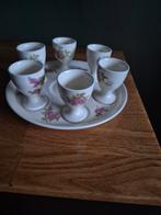 Vintage Porseleinen Eierdopjes met Dienblad, Huis en Inrichting, Keuken | Servies, Gebruikt, Overige typen, Ophalen of Verzenden