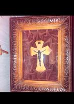 Crucifix achter glas … antiek uiteraard, Antiek en Kunst, Antiek | Religie, Ophalen of Verzenden