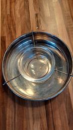 Verzilverde Kaviaarschaal met glazen inzet, Overige materialen, Gebruikt, Schaal, Rond