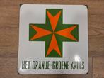 Emaille bord Oranje-Groene Kruis 30x30cm, Ophalen of Verzenden
