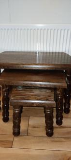 Set van 3 houten bijzettafeltjes, Ophalen, Minder dan 45 cm, Minder dan 55 cm, Gebruikt