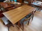 Vintage teak eettafel uitschuifbaar verlengbare tafel table, Rechthoekig, Ophalen of Verzenden, Zo goed als nieuw, Vijf personen of meer