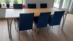 eettafel met 6 leren stoelen, Huis en Inrichting, 200 cm of meer, 50 tot 100 cm, Modern, Gebruikt