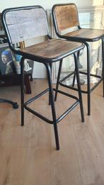 Stoere Industriële Barkrukken, Huis en Inrichting, Barkrukken, Gebruikt, Met voetsteun, 60 tot 90 cm, Ophalen of Verzenden