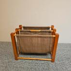 Vintage Scandinavische Krantenbak hout met bruin linnen, Ophalen of Verzenden, Zo goed als nieuw, X, X