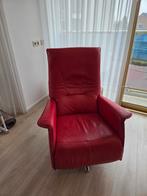 Rode leren relax stoel met ligfunctie, Ophalen, Zo goed als nieuw, 50 tot 75 cm, Leer