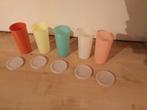 Tupperware bekers 5 stuks met dekseltjes., Ophalen, Gebruikt, Beker of Kan