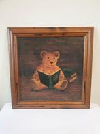 Mooie oude houten lijst 31 x 31 cm met teddybeer handmade, Minder dan 50 cm, Ophalen of Verzenden, Zo goed als nieuw, Minder dan 50 cm