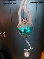 Prachtig  vogeltje op het nest tinsel en chenille turquoise, Ophalen of Verzenden, Gebruikt