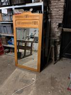 Geslepen spiegel met eiken ombouw, Ophalen, Rechthoekig, 50 tot 100 cm, 150 tot 200 cm