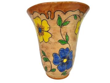 Plateelbakkerij de Iris - Gouda -  vaas met floraal decor  beschikbaar voor biedingen