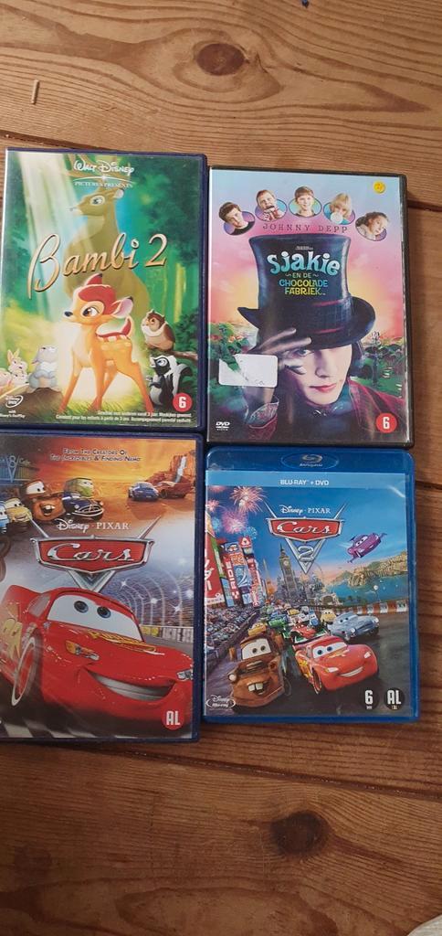 4 Kinder DVD's: Cars 1&2, Bambi 2, Sjakie, Cd's en Dvd's, Dvd's | Overige Dvd's, Ophalen of Verzenden