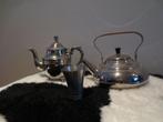 verzilverde theepot (ten) en theezakhouder en beker, Antiek en Kunst, Antiek | Goud en Zilver, Ophalen of Verzenden
