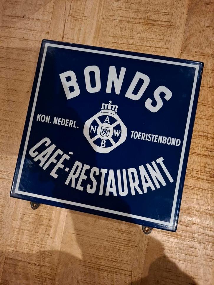 Emaille Reclame bord ANWB BONDS Café-Restaurant HORECA, Verzamelen, Merken en Reclamevoorwerpen, Zo goed als nieuw, Reclamebord