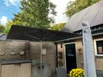 BOREK Parasol Grijs 3x3m + Voet, Tuin en Terras, Ophalen of Verzenden, Zo goed als nieuw, Waterdicht, Stokparasol