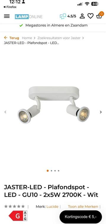 Lucide  JASTER LED - Plafondspot - LED - GU10 - 2x5W beschikbaar voor biedingen