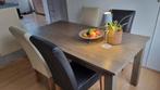Eettafel (massief grenen)met 6 lederen stoelen., Ophalen of Verzenden, Gebruikt