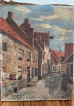 Kees van Berk - Straatje met Vrouw - 1947, Antiek en Kunst, Kunst | Schilderijen | Klassiek, Ophalen of Verzenden