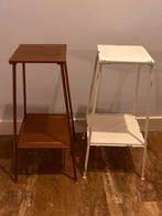 2 stalen bijzettafels wit en koper, Huis en Inrichting, Woonaccessoires | Zuilen en Pilaren, Ophalen, Zo goed als nieuw