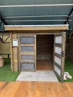 Showmodel Tuinhuis Fonteyn |  Boukje Grijs HG - OP = OP, Ophalen, 200 tot 400 cm, 250 tot 500 cm, Blokhut