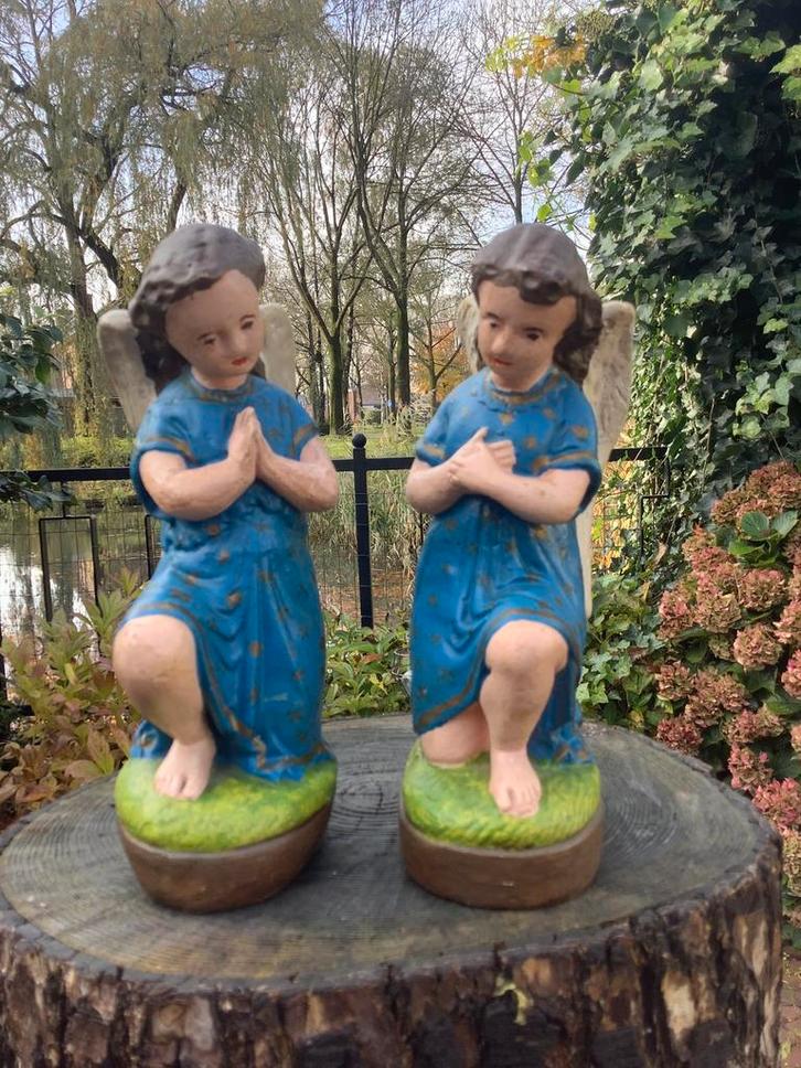 Oude knielende engelen ❤️ kerstengelen, Antiek en Kunst, Antiek | Religie, Ophalen of Verzenden