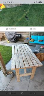 Tuintafel met 2 banken, Tuin en Terras, Ophalen, Gebruikt, Rechthoekig, Hout
