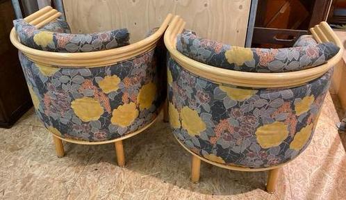 Set 2 Roberti Rattan fauteuils, Huis en Inrichting, Fauteuils, Metaal, Riet of Rotan, Stof, 75 tot 100 cm, Minder dan 75 cm, Ophalen
