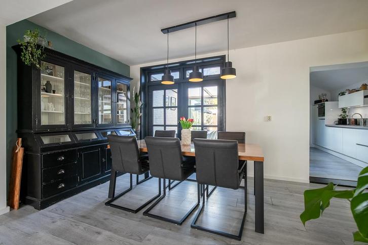 Houten Eettafel + 6 stoelen Kwantum, Huis en Inrichting, Tafels | Eettafels, Zo goed als nieuw, 150 tot 200 cm, 50 tot 100 cm
