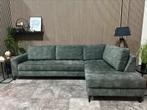 “GRATIS LEVERING” Gave groene velvet hoekbank! 280x180, Velvet, groen, zgan, zwarte pootjes,, 250 tot 300 cm, Hoekbank, Ophalen of Verzenden
