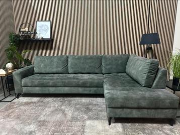 “GRATIS LEVERING” Gave groene velvet hoekbank! 280x180 beschikbaar voor biedingen