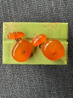 Manchetknopen amber  vintage, Ophalen of Verzenden, Zo goed als nieuw, Overige materialen