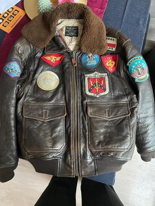 Vintage AVIREX TOP GUN pilot leather jacket, Kleding | Heren, Jassen | Winter, Gedragen, Maat 46 (S) of kleiner, Bruin, Ophalen